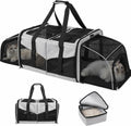 Large Cat Carrier for 2 Cats, Expandable with Divider & Litter Boxes