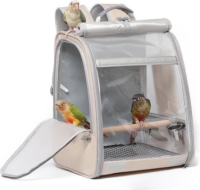 Bird Carrier Backpack, Portable Travel Bird Cage by UOOPET