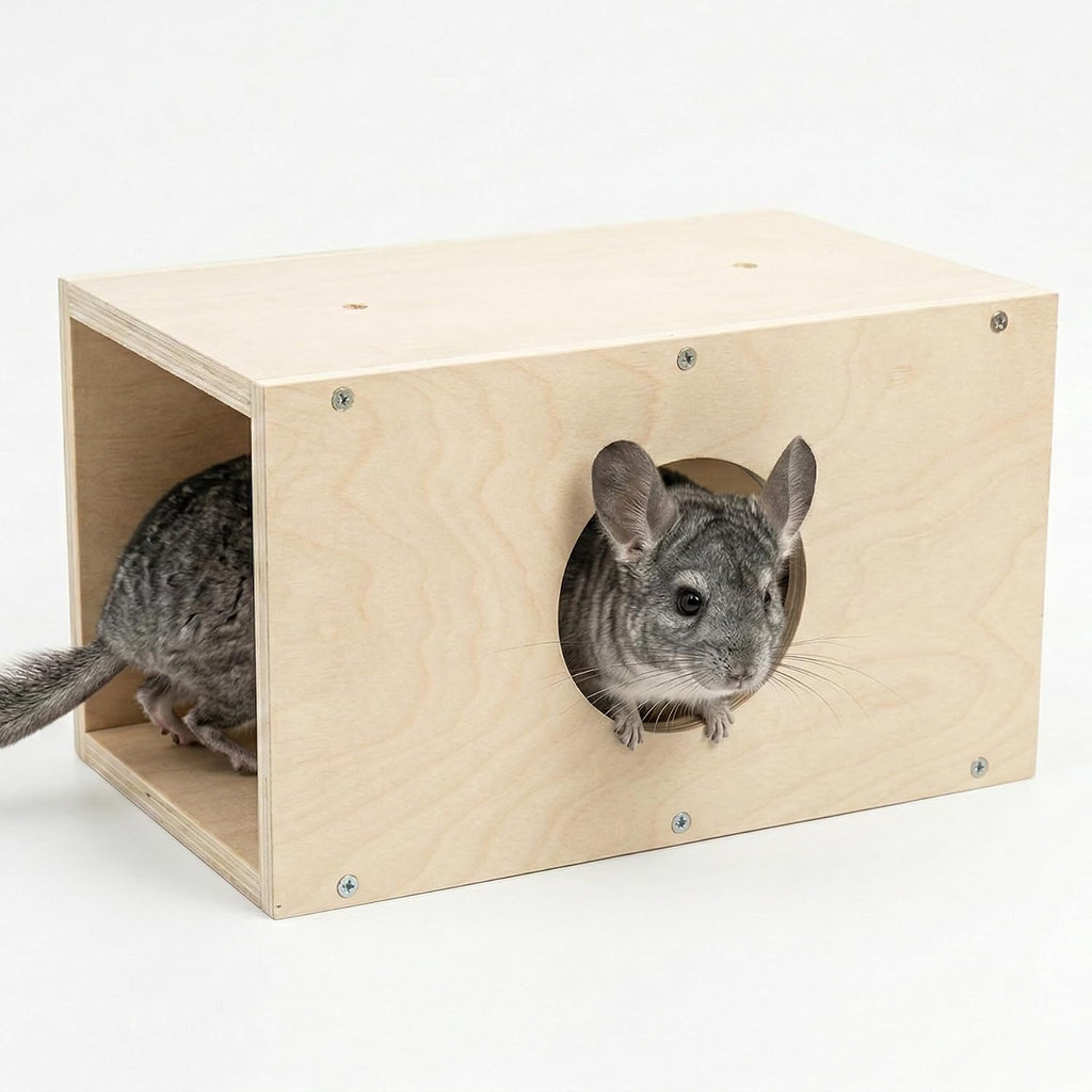 Chinchilla Hanging Wooden Tunnel Toys, Small Animals Tubes Tunnel Habitat, Chinchilla Squirrel Guinea Pig Rat Cage Accessories (Brown-A)