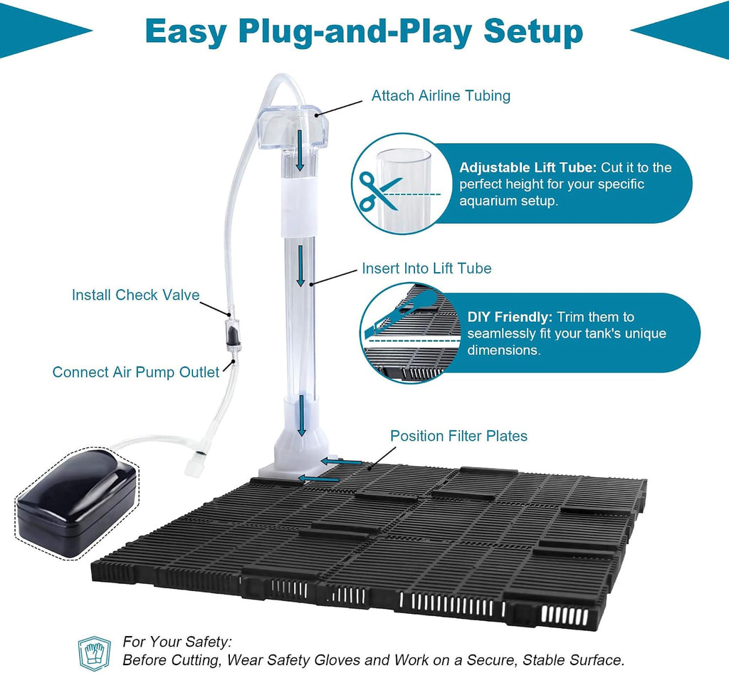 Under Gravel Aquarium Filter System, 10 Gallon Undergravel Filter