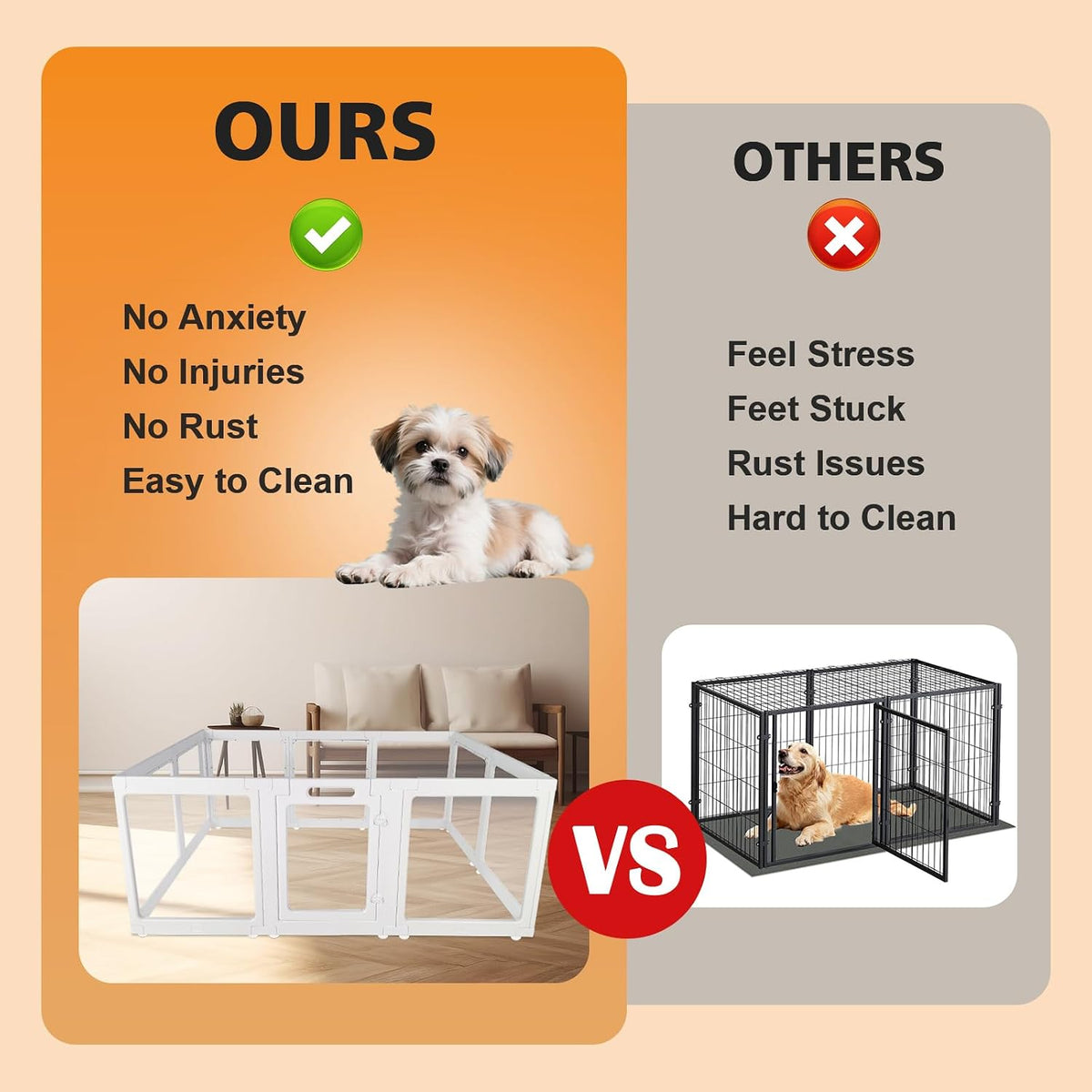 Clear Acrylic Plastic Dog Playpen with Door, 23.6"H Transparent DIY Puppy Cat Pet Play Pen, Modular Fence for Dog, Cat, Pig, Rabbit, Ferret, Easy Assemble Dog House Crate Kennel Whelping Cage