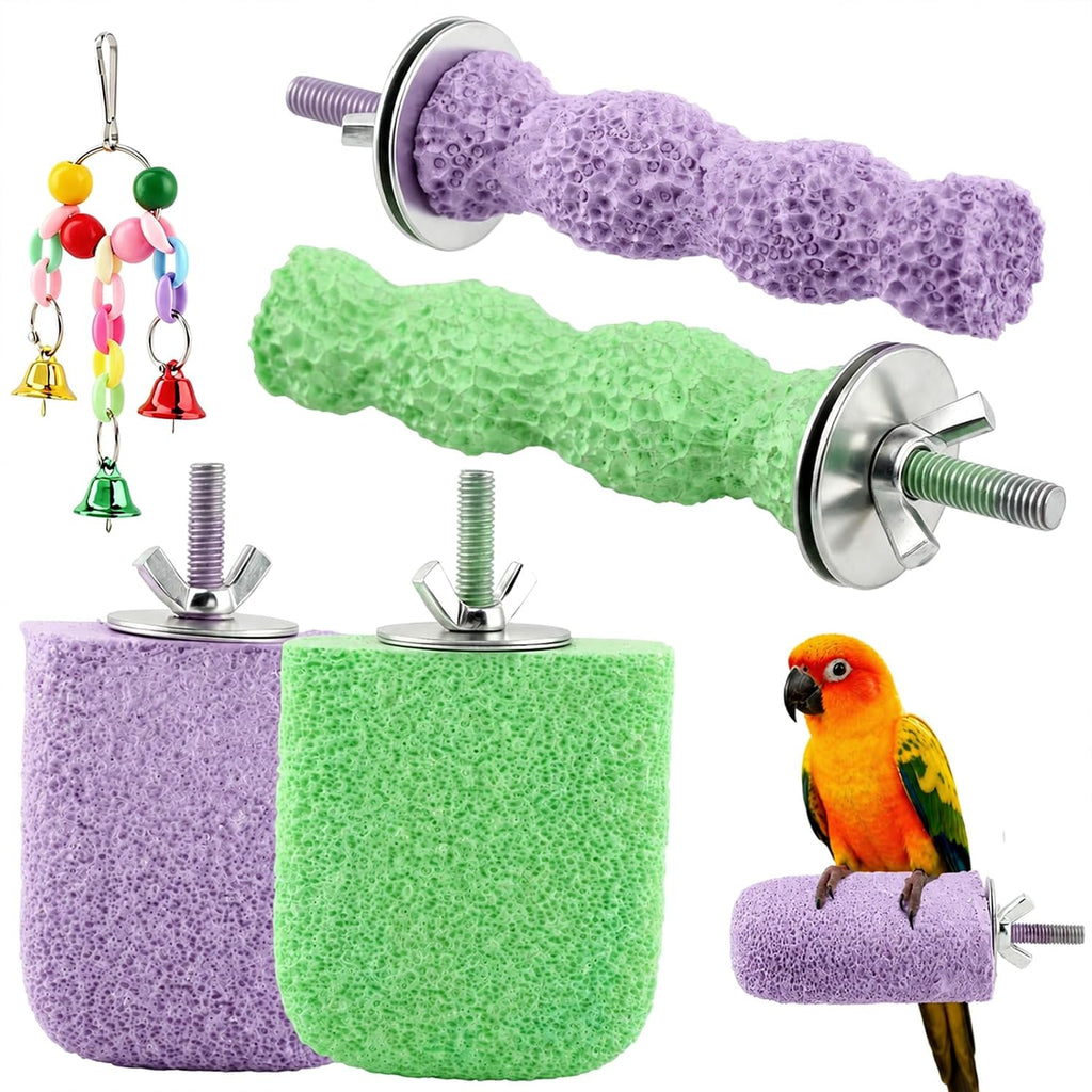 4 Pcs Bird Beak Grinding Stones, Small & Medium Bird Parrot Cage Perch