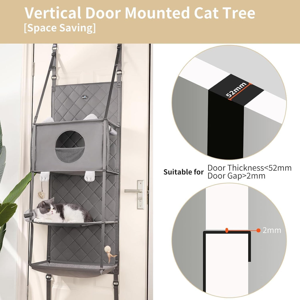 Hanging Cat Tree,Door Mounted Climber Cat Hammock for Indoor,4 Story