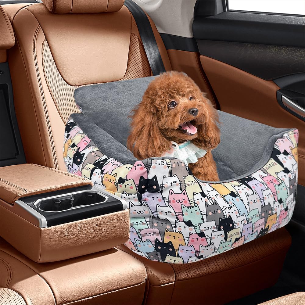 Dog Car Seats for Small Medium Sized Dogs Carseat for Car Funny Fuzzy Pet Dog Booster Car Seat Puppy Under 31 Lbs with Soft Plush Cushion&Washable Removable Cover