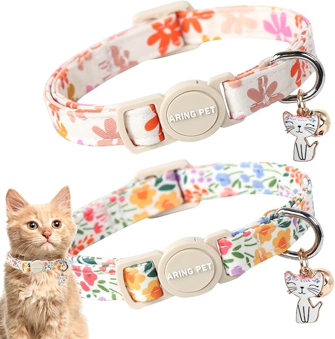 ARING PET 2 Pack Cat Collars-Cute Breakaway Cat Collar by ARINGPET