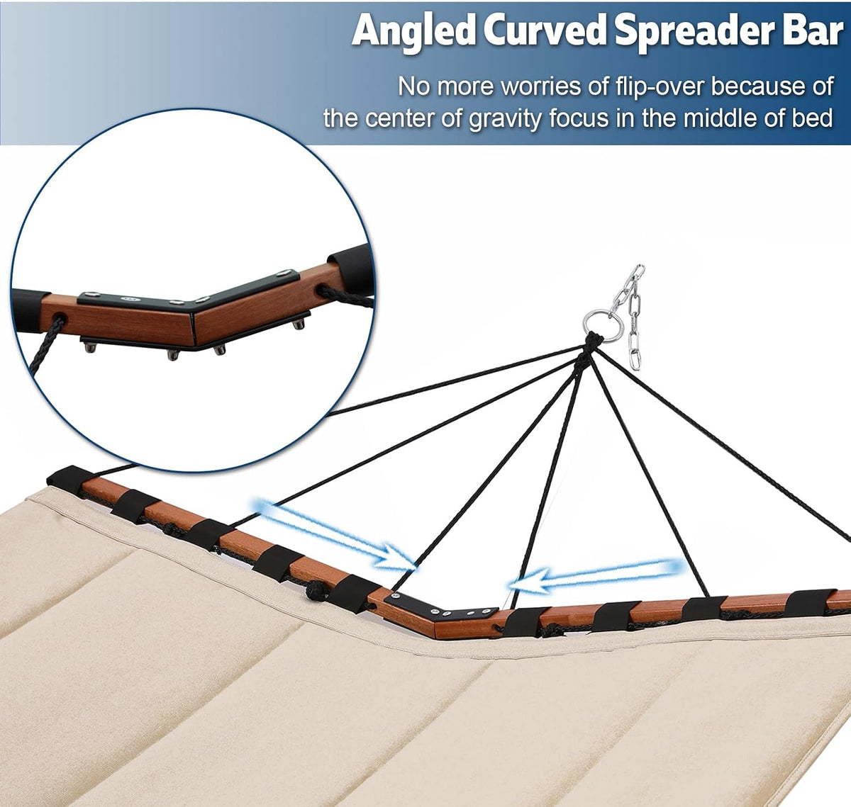 12FT 2 Person Hammock with Stand V-Shape Spreader Bar - Beige