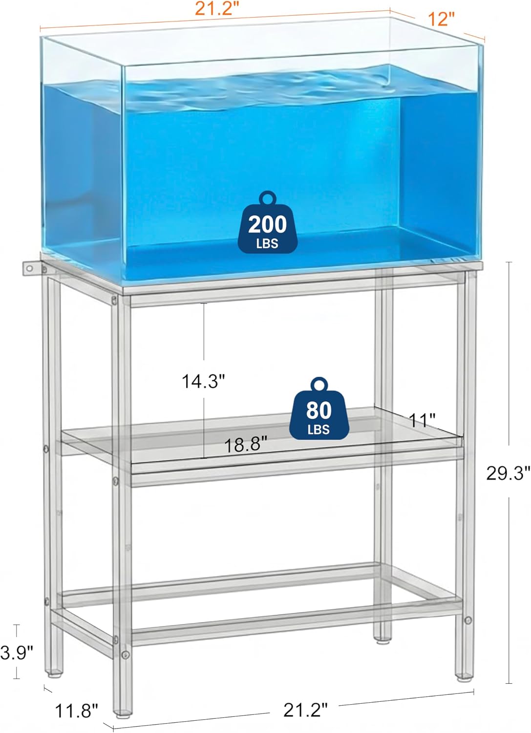 5 & 10 Gallon Fish Tank Stand for Standard Tanks