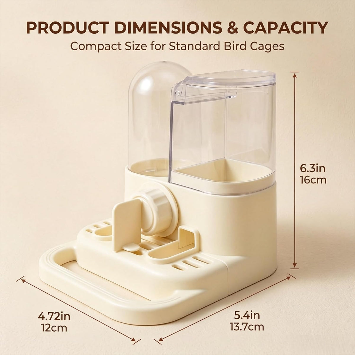 Spill-Proof 2-In-1 Bird Feeder & Gravity Waterer With Dry/Wet Divider