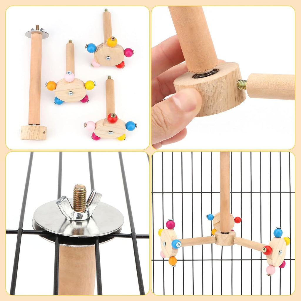Hypeety 360° Rotating Bird Perch Stand Wooden Exercise Toy for Parrots