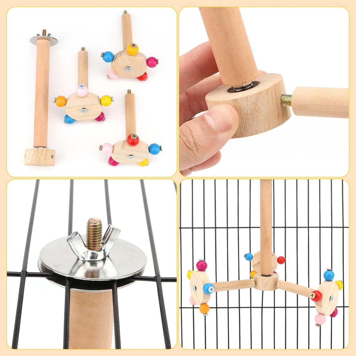 Hypeety 360° Rotating Bird Perch Stand Wooden Exercise Toy for Parrots