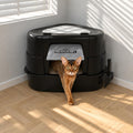 Large Enclosed Corner Cat Litter Box with Lid