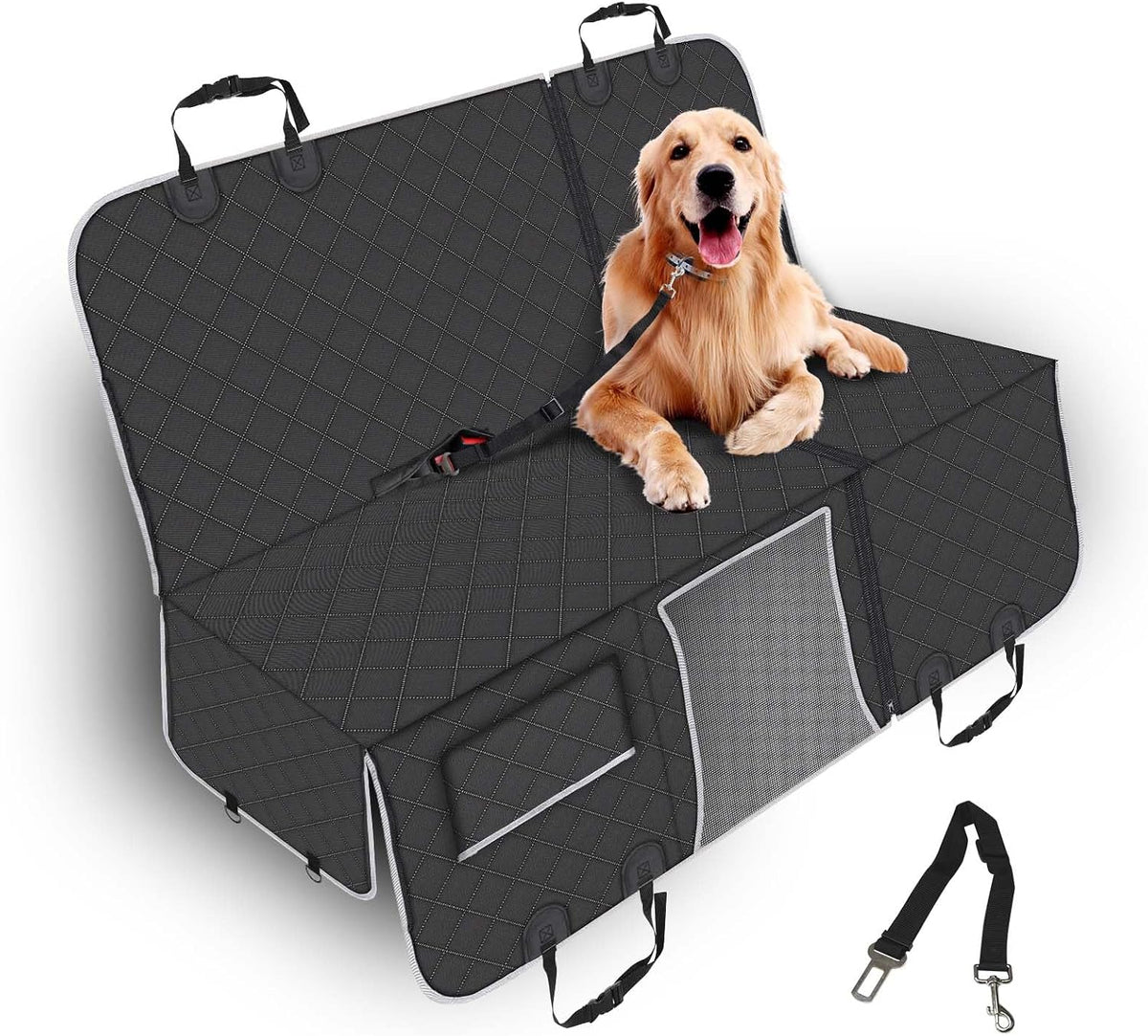 PetJoy Dog Car Seat Cover for Back Seat, Hammock‑Style Rear Bench Cover