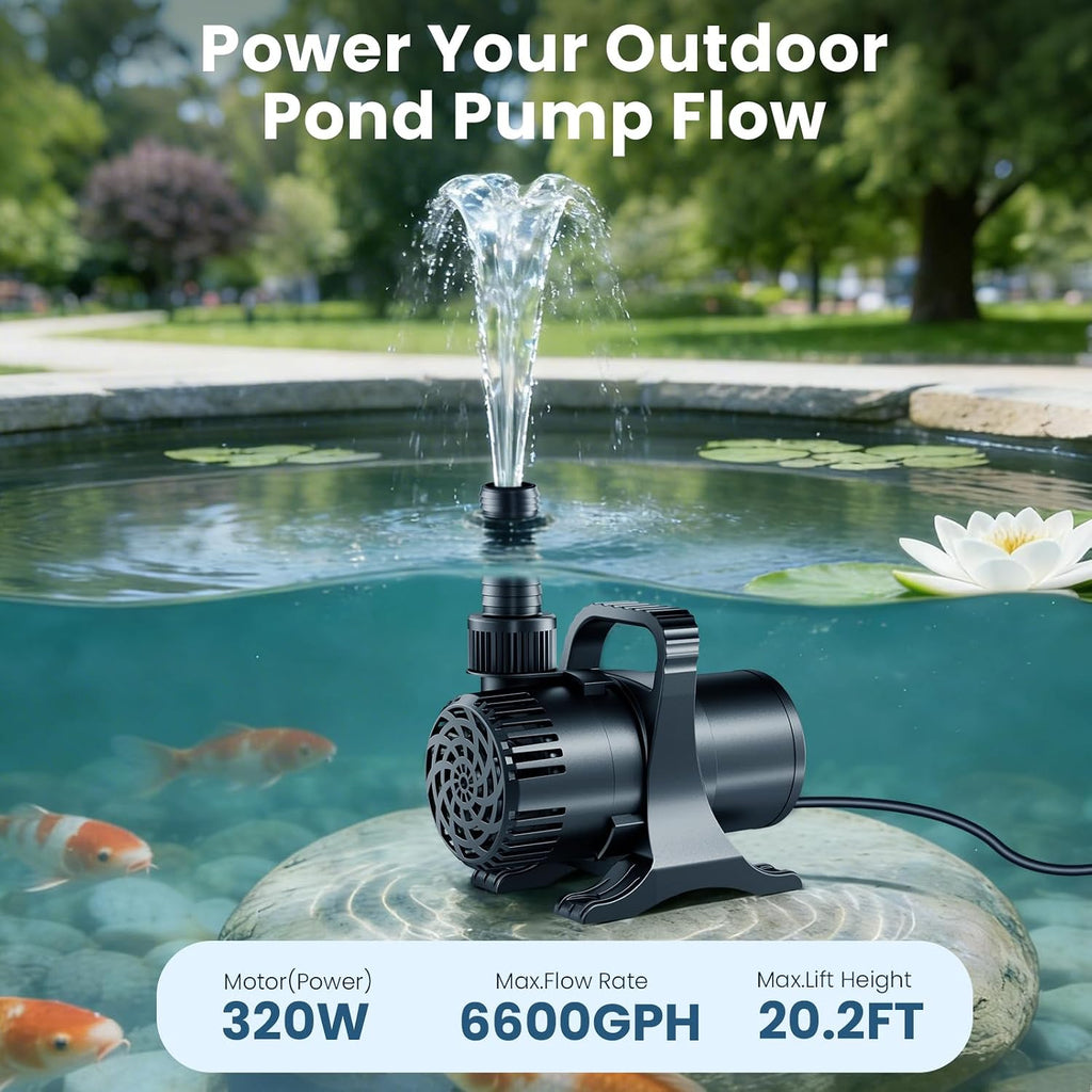 OYO Water 6600 GPH Pond Pump, High Flow Submersible Water Pump for Koi Pond