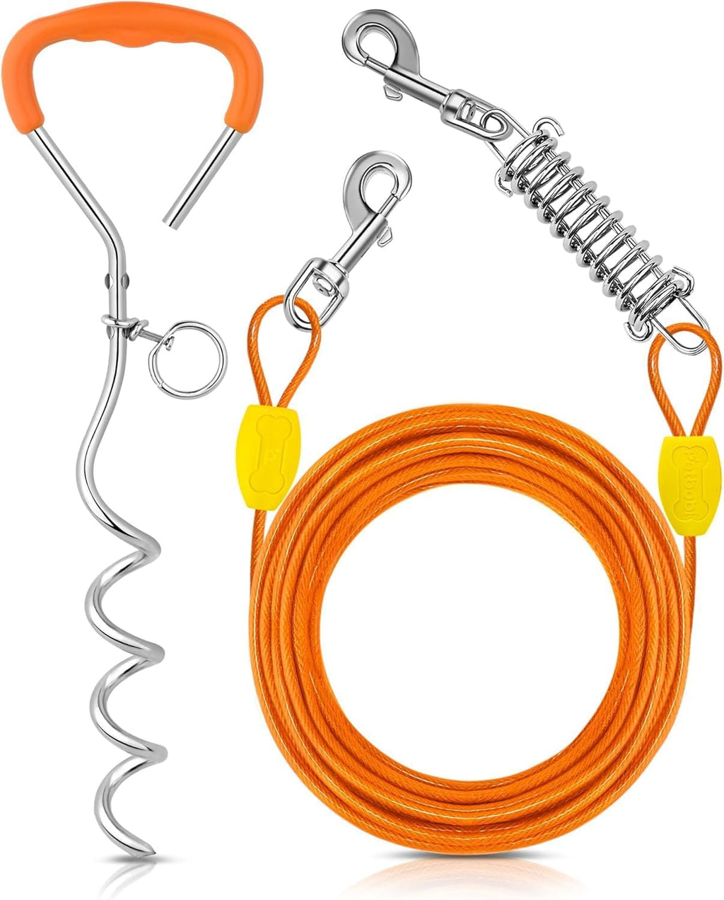 Petbobi Dog Tie Out Cable and Stake, 30ft Heavy Duty Dog Leads for Yard