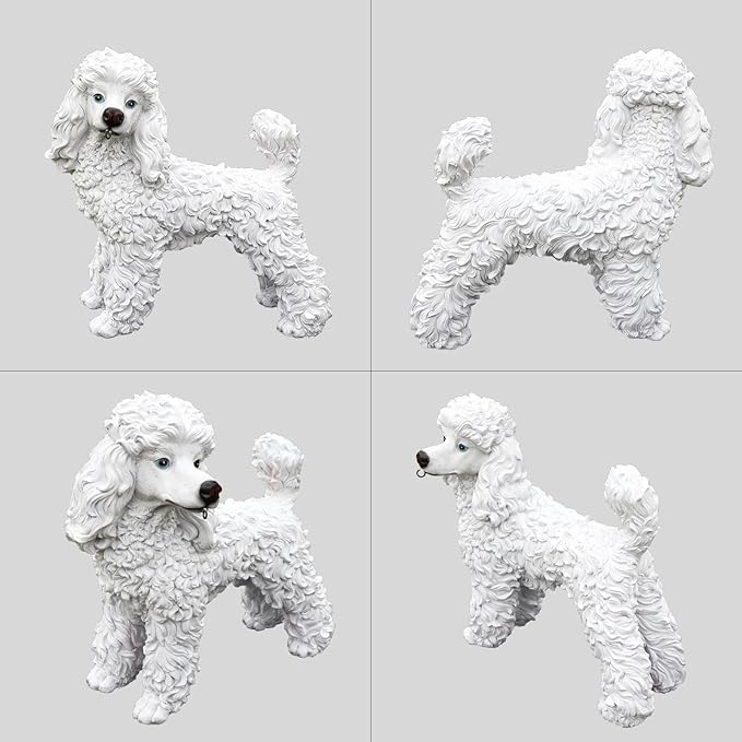 Poodle Statue Outdoor Decorations – Dog Statues Outdoor Standing White Poodle - Image 8