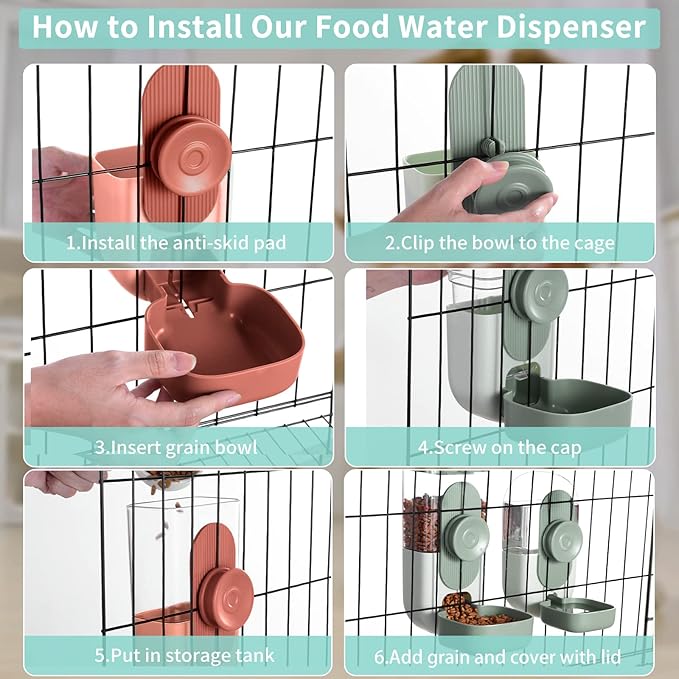 Hanging Automatic Food Water Dispenser, Gravity Rabbit Feeder and Water - Image 5