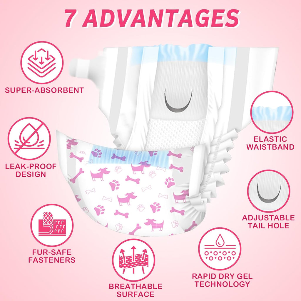 Dono Female Dog Diapers, Disposable Puppy Cat Diapers, Pink Small 16ct