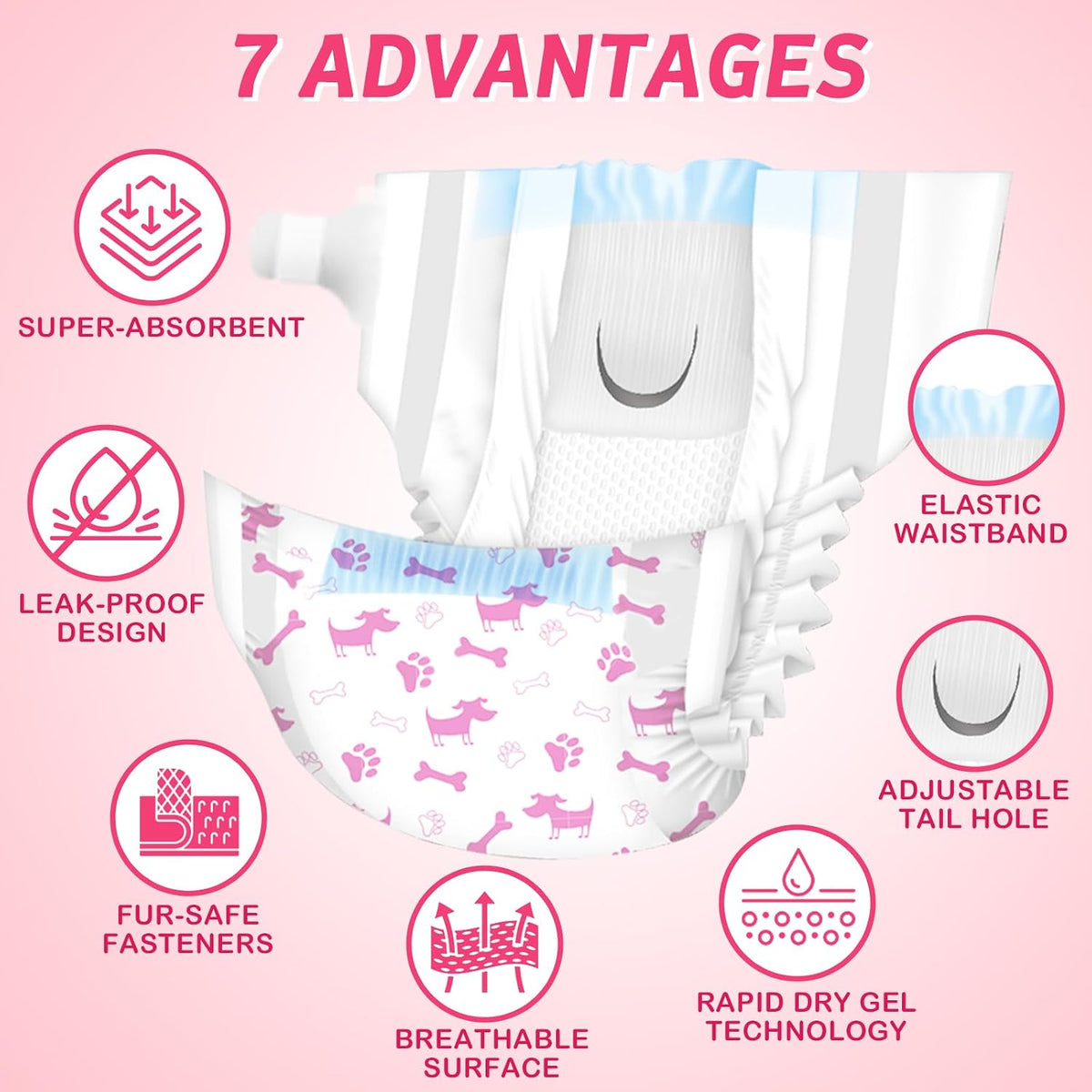 Dono Female Dog Diapers, Disposable Puppy Cat Diapers, Pink Small 16ct