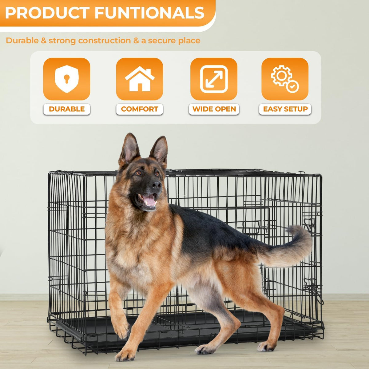 PayLessHere | 42 Inch Dog Crate for Medium Dogs | Black