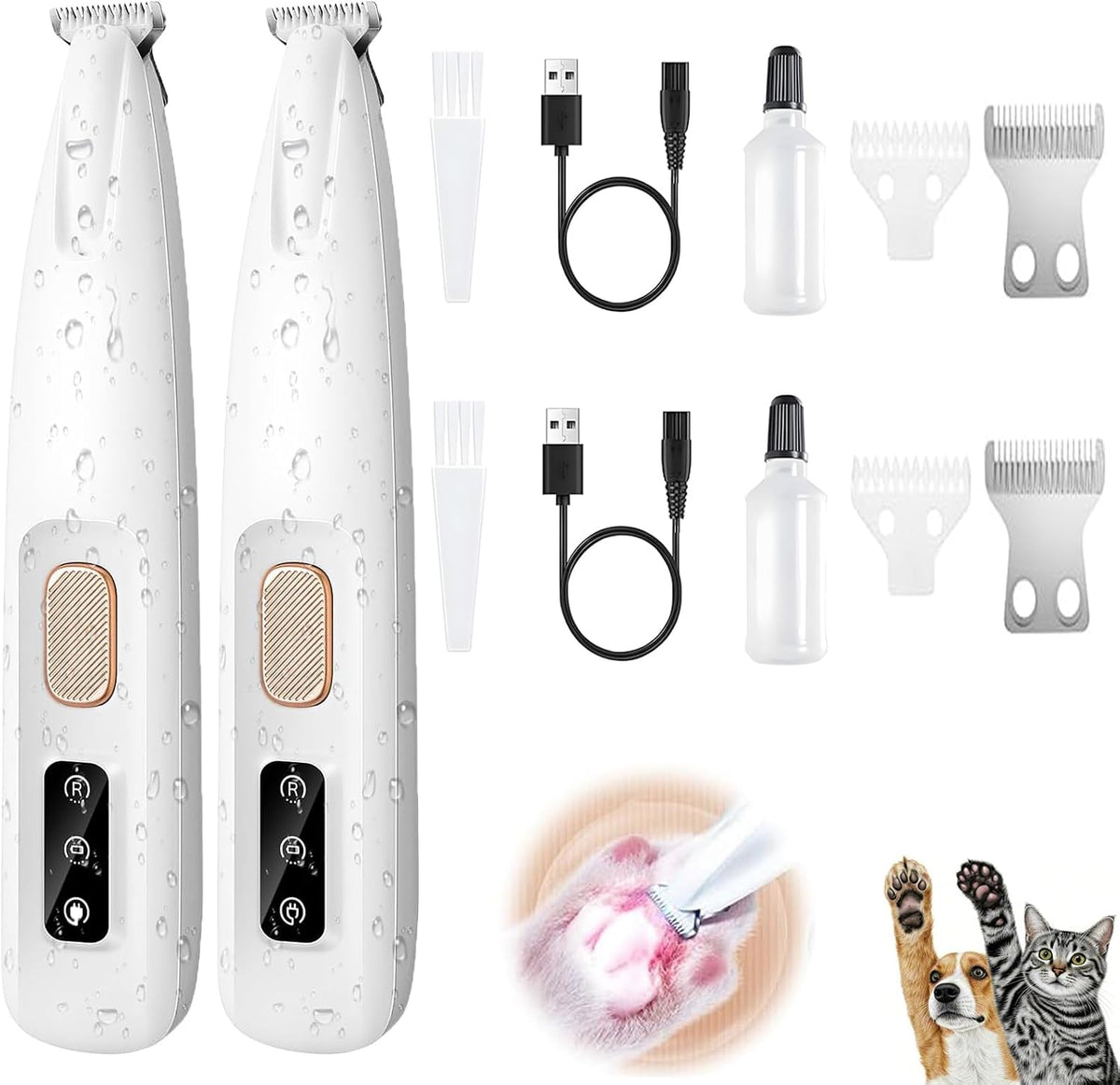 1PC Dog Paw Trimmer with LED Light,35dB Low Noise Precision Pet Paw Trimmer for Dogs Cats Grooming Clippers,Safety Electric Paw Hair Trimmer for Paws,Ears,Rump,Face,Eyes,Dog