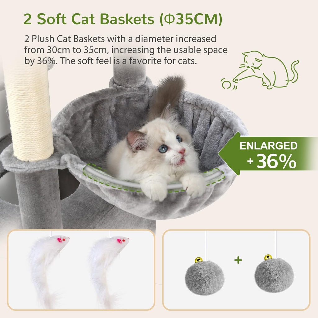 Globlazer S74E Pro Heavy Duty Maine Coon Cat Tree for Large Cats,Light Grey