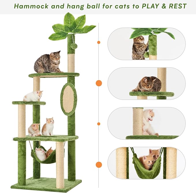Cat Tree for Indoor Cats, 55 Inch Cat Tower - Image 5