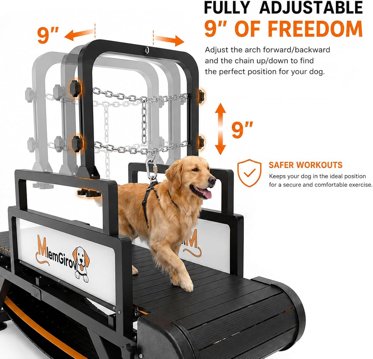 Dog Treadmill with Pin-Hinged Track & 3-Layer Shock Absorption