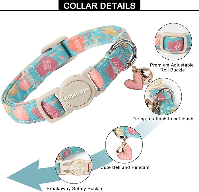 ARING PET 2 Pack Valentine's Day Cat Collars-Cute Heart Cat Collar Breakaway - Image 3