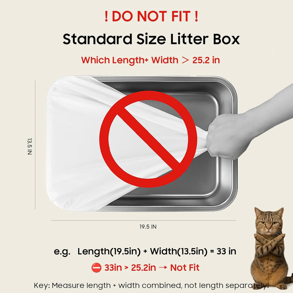 120 Pack Automatic Litter Box Bags Fit for Litter Box Robot 5/4/3, Heavy Duty Drawstring Waste Bags, Sensor-Compatible, Tear Resistant, Pop-Up Dispenser, White, 25.2" x 15.7"