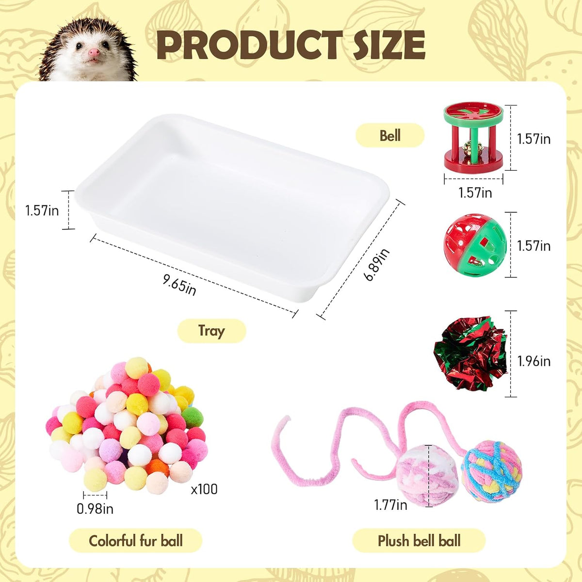 Dig-Box Tray for Hedgehog, Multi-Type Hedgehog Enrichment Set