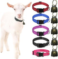 5 Pack Reflective Goat Collars with Grazing Copper Bells and Adjustable Nylon Collar with Anti-Lost Loud Bronze Bell for Farm Animal Goat Sheep Horse Cow(Size:M Neck:14-20")