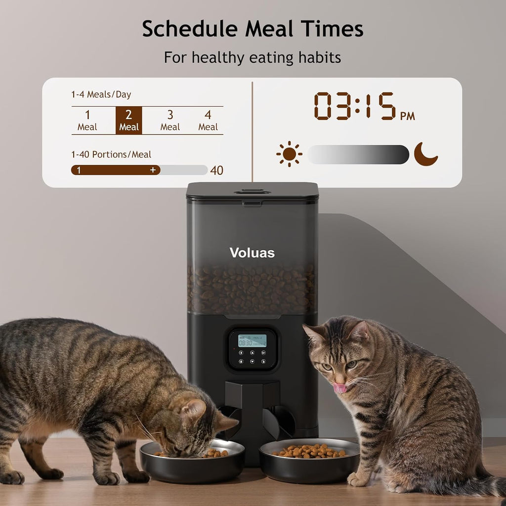 VOLUAS Automatic Cat Feeder for Two Cats, 5.8L