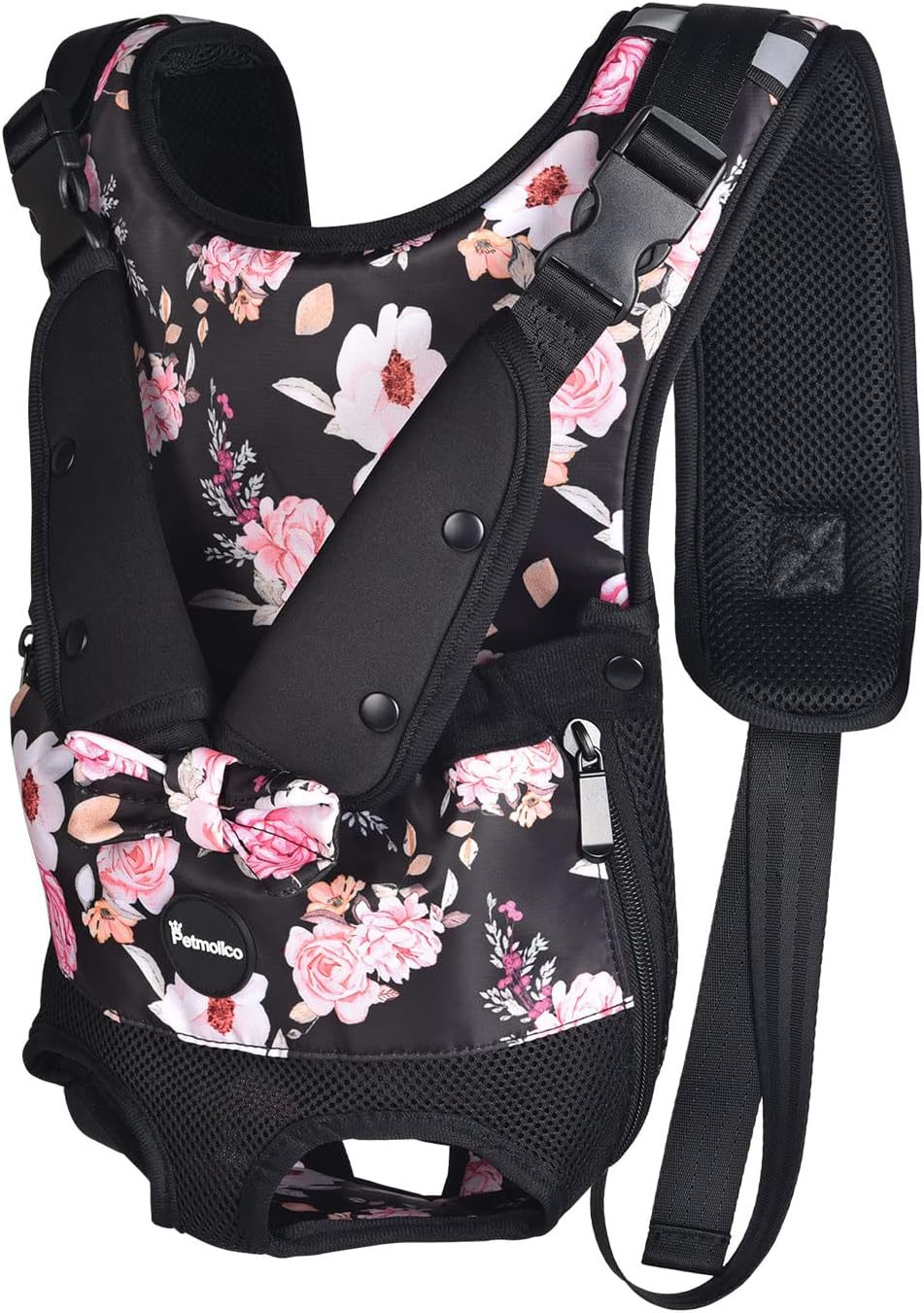 Petmolico Dog Carrier Backpack, Adjustbale Dog Front Backpack Legs Out Puppy Backpack for Small Medium Dogs Travelling Hiking Shopping, Peony Medium