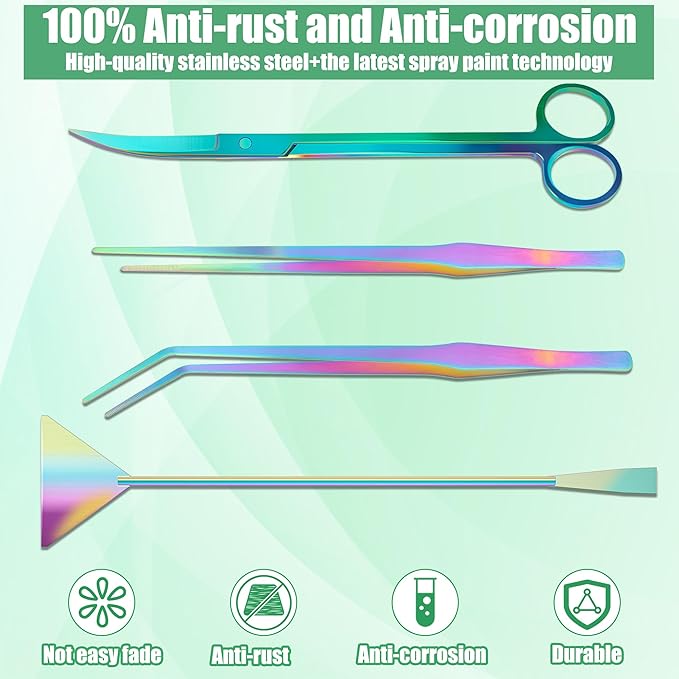 Aquarium Aquascape Tools Kit, 4 in 1 Anti-Rust Aquatic Plant Aquascaping Tool - Image 7