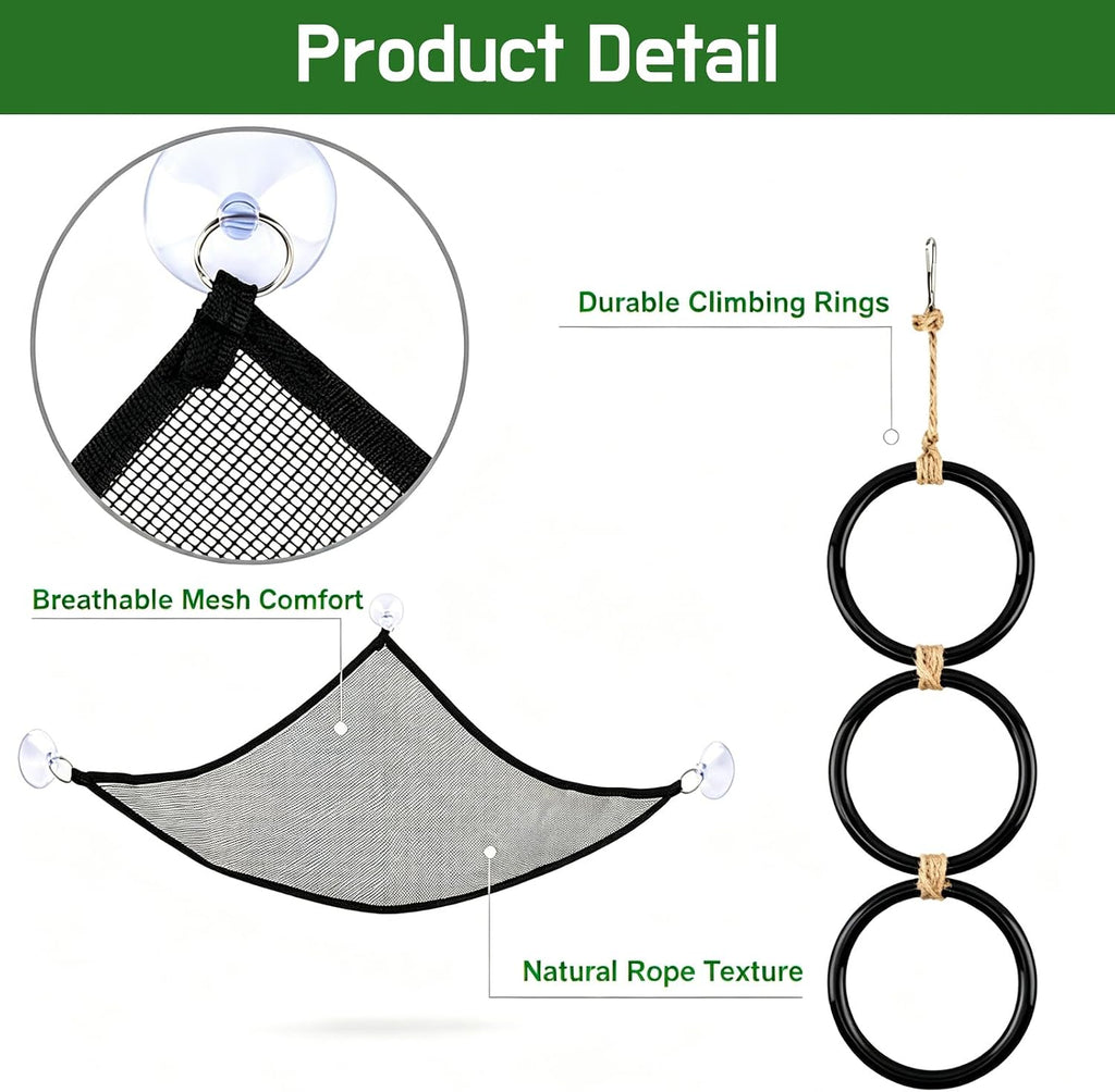 Snake Climbing Rings with Hammock, Reptile Enrichment Toys for Snakes