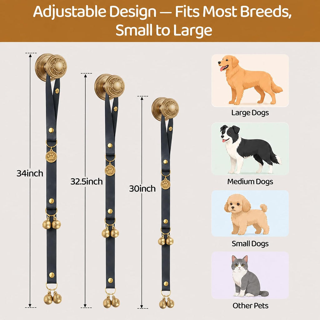 Kytely Leather Dog Doorbells to Go Outside, Brass Bells for Potty Training