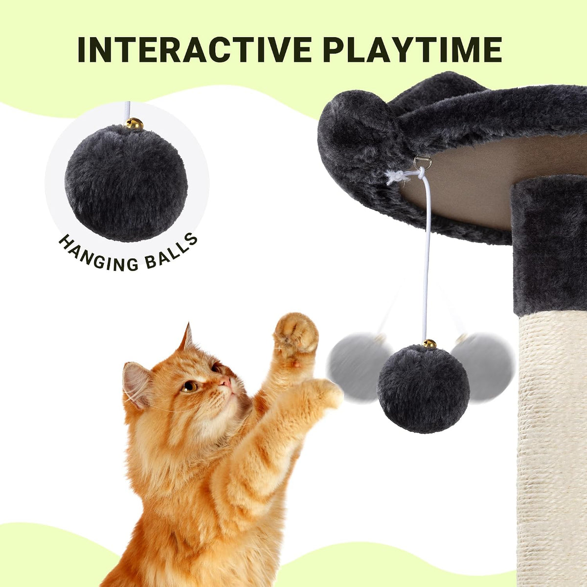 Allewie 64 Inches Multi-Level Cat Tree Tower for Indoor Cats, Dark Grey