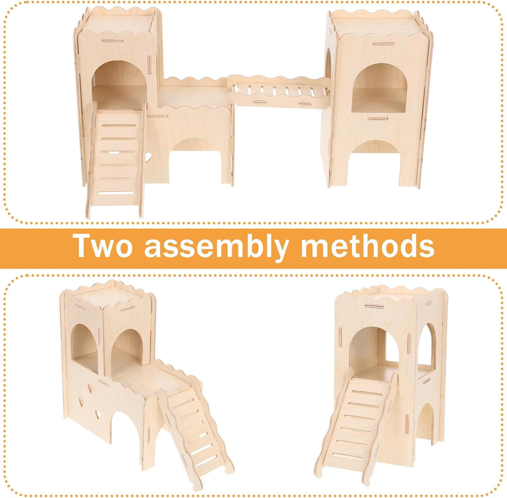 Foxtell 11 Pcs Hamster Cage Accessories, Hamster Toys Set, Hamster Hideout, Hamster Wheel for Rat Mice Small Animals Habitat (Fun Interactive Style)