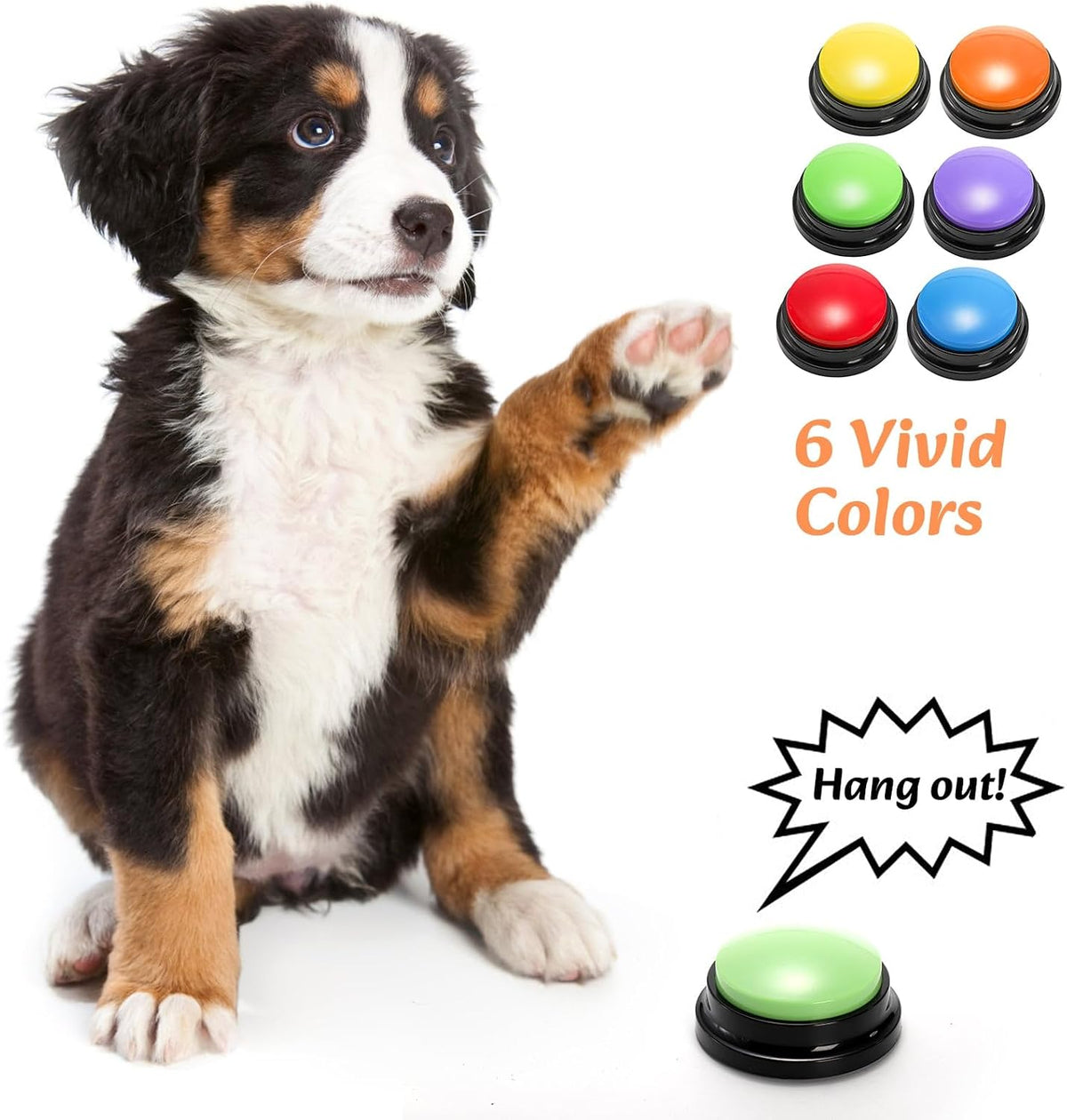 6 Pack Voice Recording Button, 6 Colors Dog Buttons for Communication Pet Training Buzzer, 30 Seconds Record & Playback, Funny Record Buttons for Pet, Classroom, Office, Home