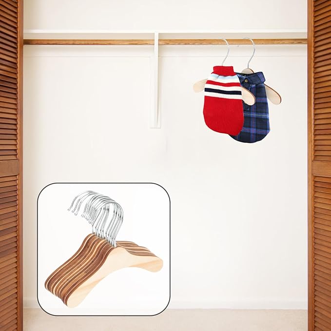 Replaceable Wooden Pet Clothes Hangers 8.66 Inch Small Dog and Cat Hangers - Image 4