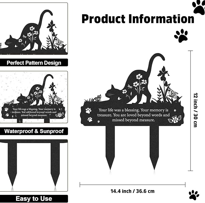 Grave Markers for Cemetery for Cat, Metal Grave Markers Yard Memorial Pet - Image 2