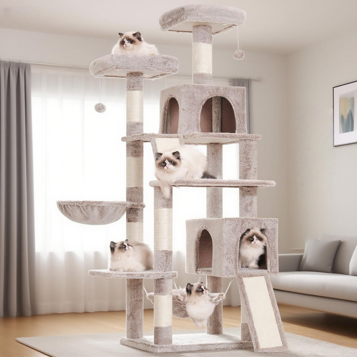 Gitelsnour Cat Tree Tower Multi-Level with 2 Scratching Boards, GCT022MU