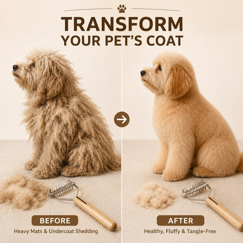 ROCK APE Undercoat Rake for Dogs & Cats, Double-Sided Dematting Comb