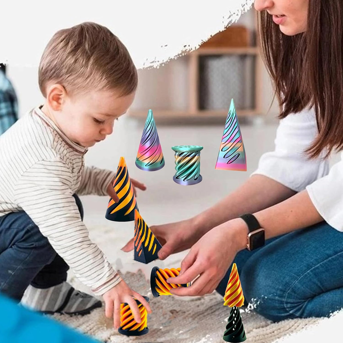 Valentines Day Gift for Kids 3 Packs Impossible Cone,Impossible Cones passthrough Impossible Pyramid for Relaxing,Spiral Fidget Toy passthrough Impossible Cone,Birthday for Adults & Kids