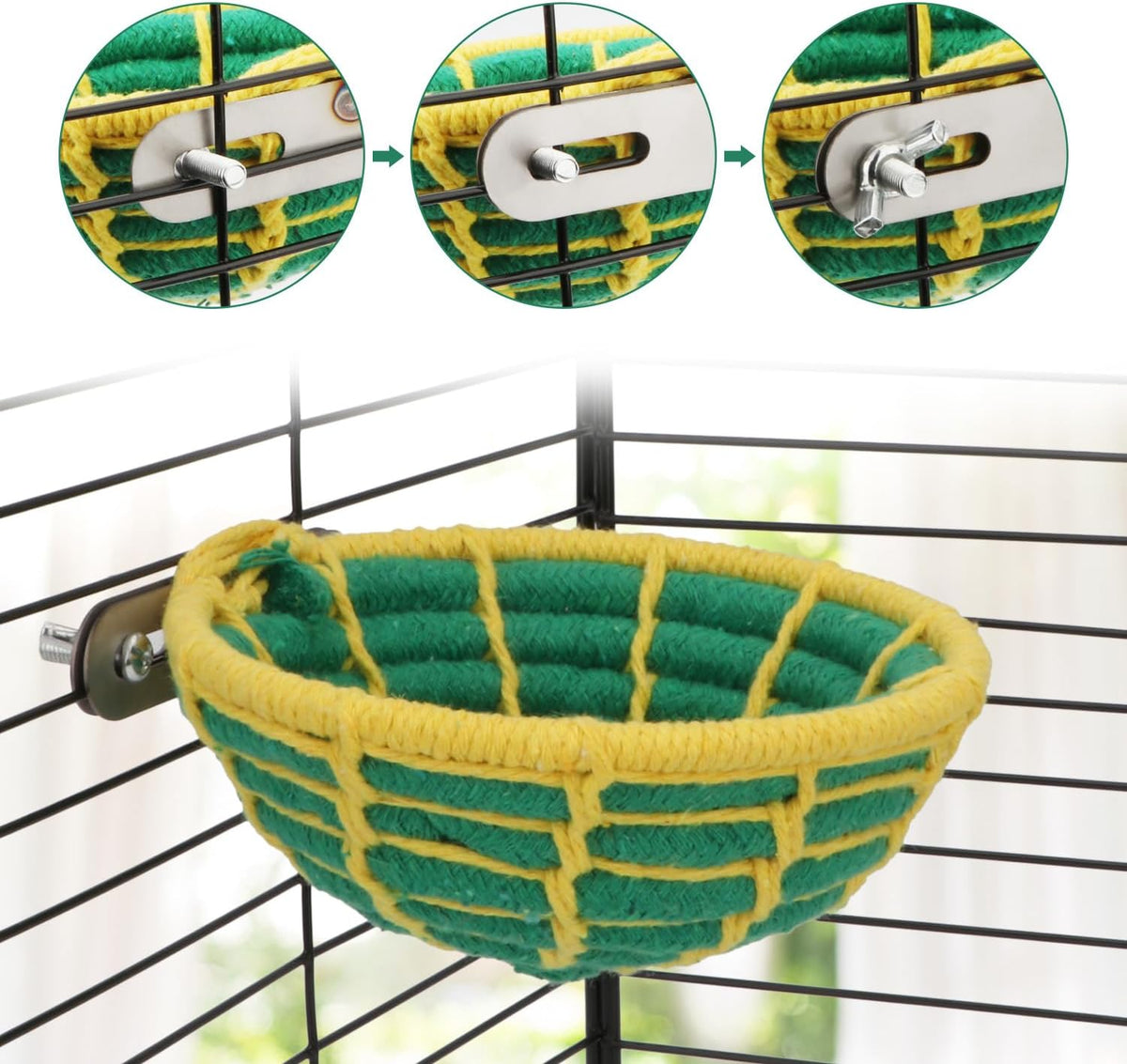 Hypeety Bird Breeding Nest Handmade Cotton Rope Bird Hatch House, Green