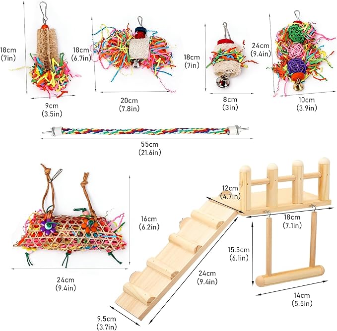 Morezi Bird Swing for cage Parakeet Parrot Swing Wood Ladder Toy Accessories - Image 3