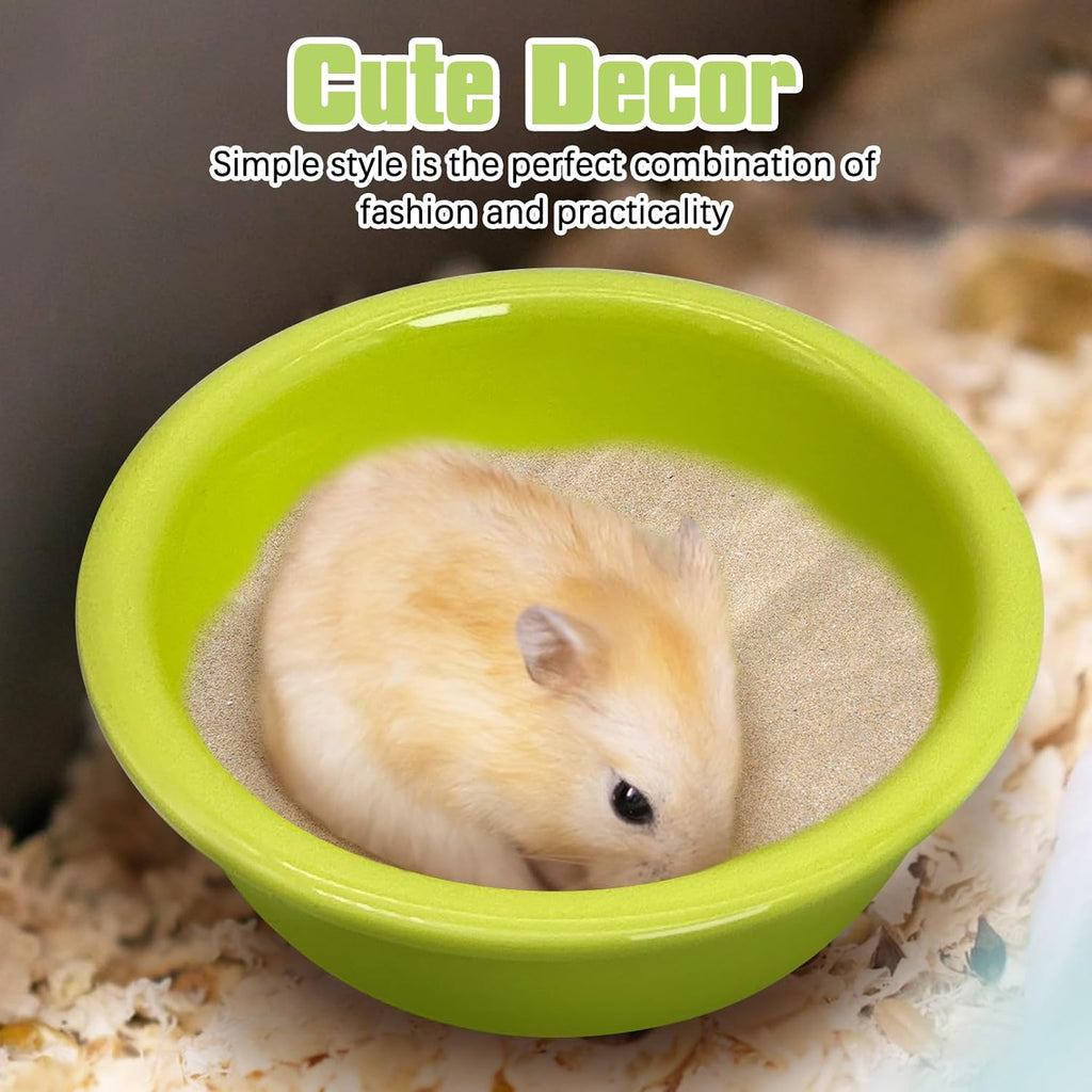 kathson Hamster Sand Bath Box Ceramic Small Animals Shower Bathtub Gerbil Litter Box Mice Bathroom Syrian Hamster Digging Sand Container Cage Accessories for Lemmings (Apple Green)