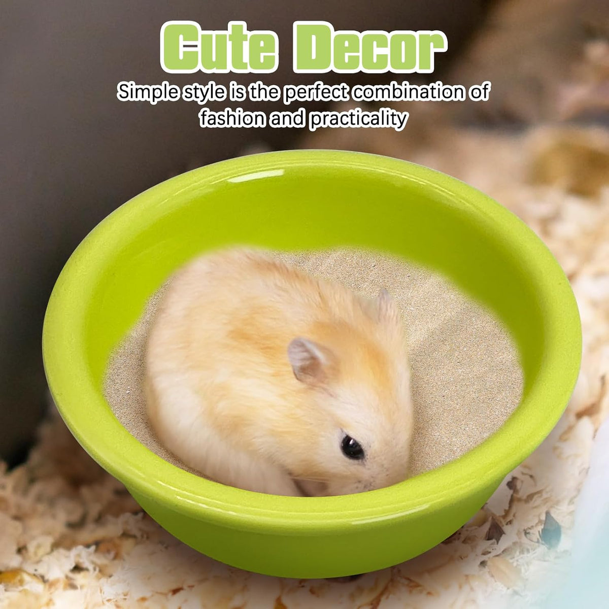kathson Hamster Sand Bath Box Ceramic Small Animals Shower Bathtub Gerbil Litter Box Mice Bathroom Syrian Hamster Digging Sand Container Cage Accessories for Lemmings (Apple Green)