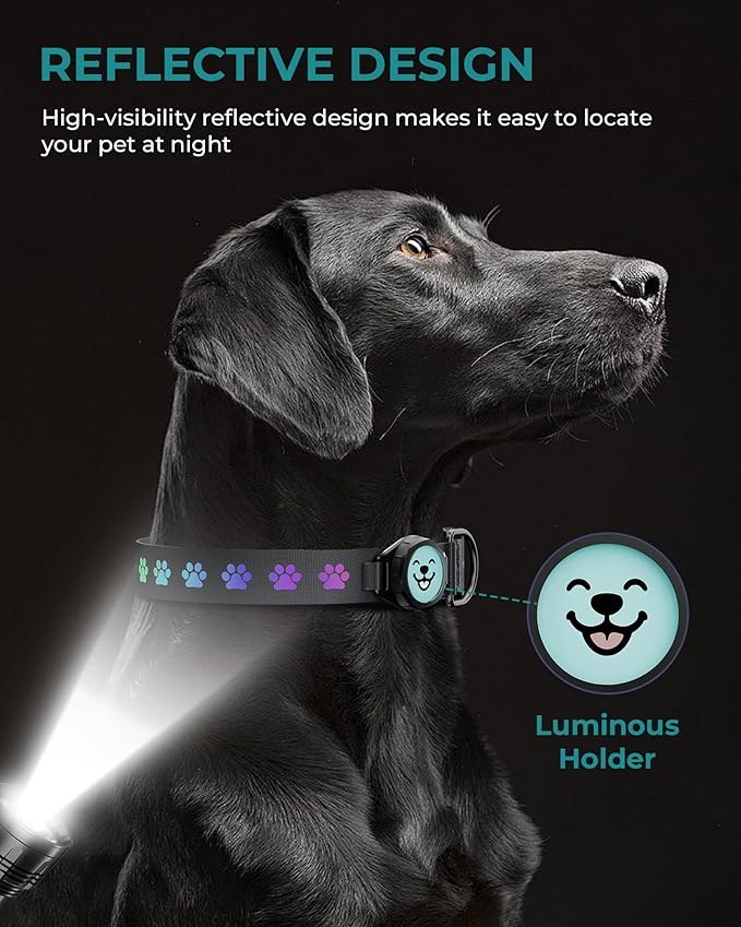 Dog Collar with Airtag Holder, IP67 Waterproof Reflective AirTag Dog Collars - Image 3