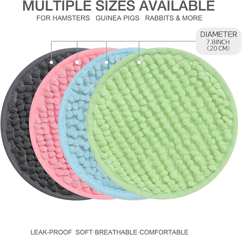 4 Pcs Guinea Pig Cage Liner 7.8 Inch Round Green Washable Fleece Pee Pads